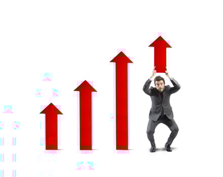 Businessman helps statistic photo