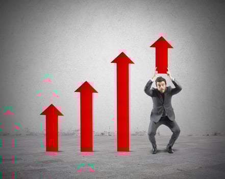 Businessman helps statistic photo