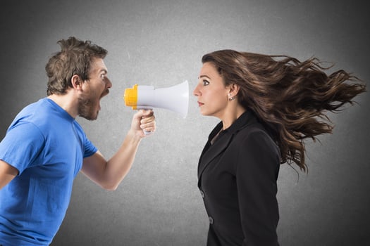 Shouting to a woman photo