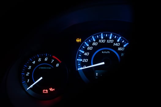 Dashboard ,Car speedometer and counter with dark mode photo