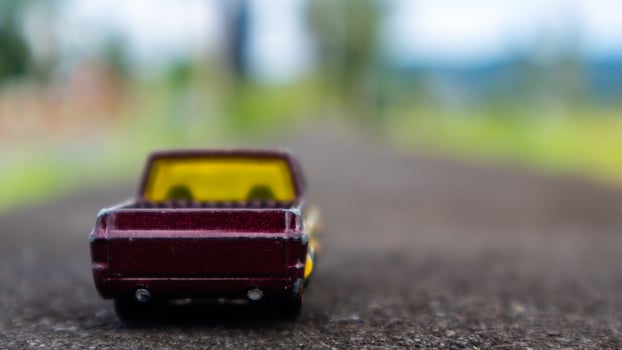 minahasa, Indonesia January 2023, toy car in the rice field photo