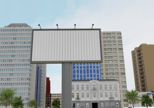 3D mockup blank flip billboard in downtown rendering photo