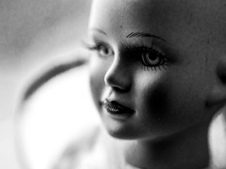 Black and White Doll Head photo