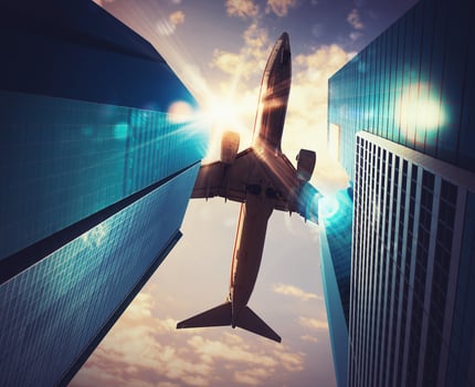 Aircraft in the city photo