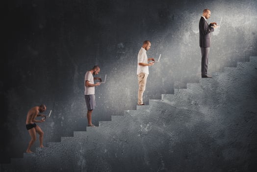 Successful man career evolution photo