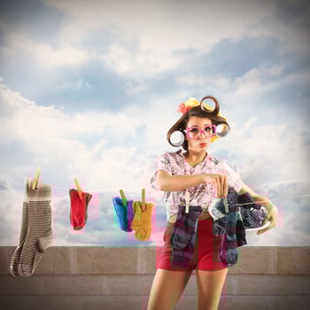Housewife Drying clothes photo