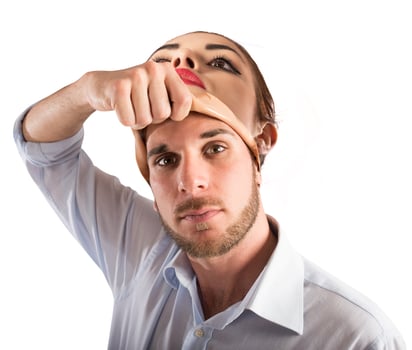Man with woman face photo