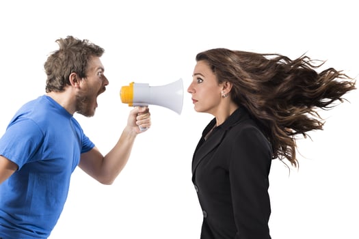Shouting to a woman photo