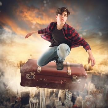 Young man Flying away photo
