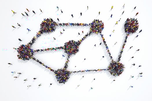 3D rendering of people interconnection photo