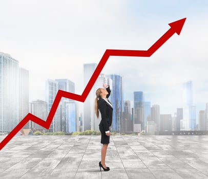 Businesswoman and success uphill photo
