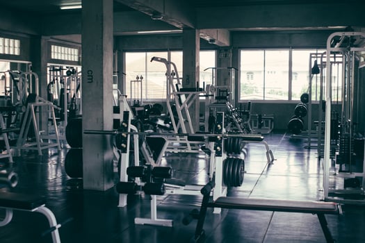 Background of fitness gym with bodybuilding station photo