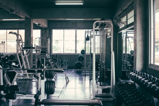 Background of fitness gym with bodybuilding station photo