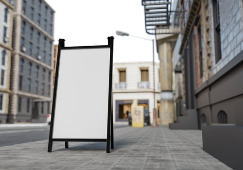 3D mockup blank billboard on street in downtown rendering photo