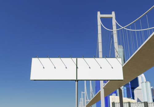 3D mockup blank billboard in downtown rendering photo