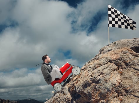 Difficult career and achievement business goal photo