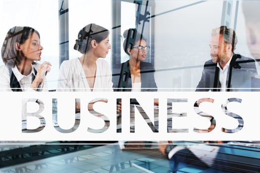 Team of businessmen work together in office. Concept of teamwork and partnership photo