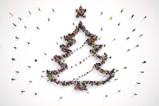 People form the shape of a christmas tree. 3D Rendering photo