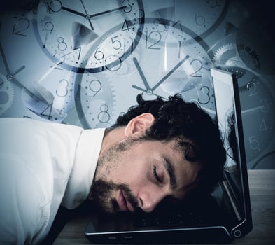 Businessman tired from overwork photo