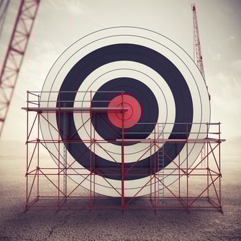 Build a business target . Mixed media 3D illustration photo