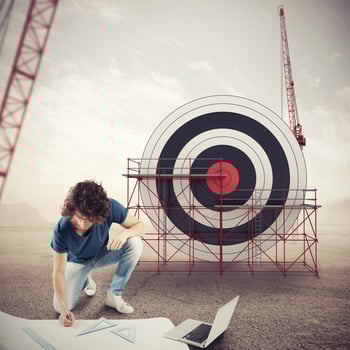Architect builds a business target . Mixed media photo