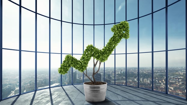 Growing the economy company . 3D Rendering photo