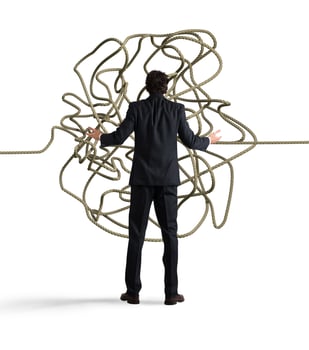 Businessman resolves the tangle photo