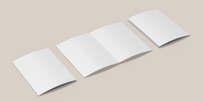 Blank Bifold Brochure illustration for mockup. 3D Render. photo