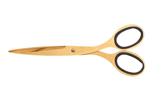 921 Gold scissors isolated on a transparent background photo
