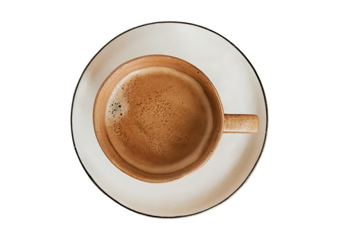 2023 White plate and cup with coffee isolated on a transparent background photo