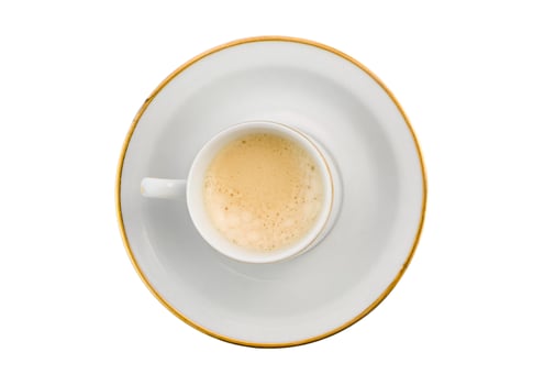 2766 White plate and cup of coffee isolated on a transparent background photo