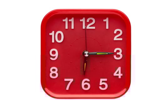 2960 Red clock isolated on a transparent background photo