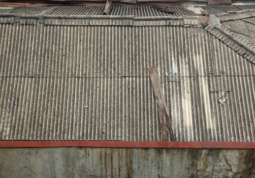 Old vintage and rusty walls and metal roofs isolated photo from outdoor view with empty copy spaces.