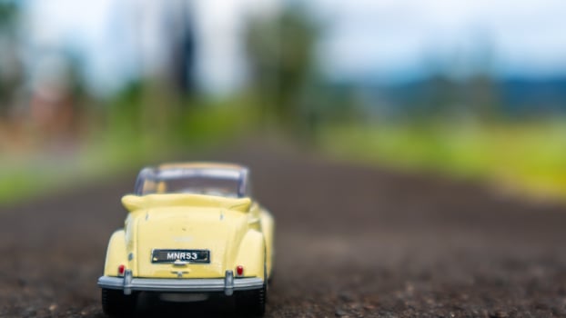 minahasa, Indonesia January 2023, toy car in the rice field photo
