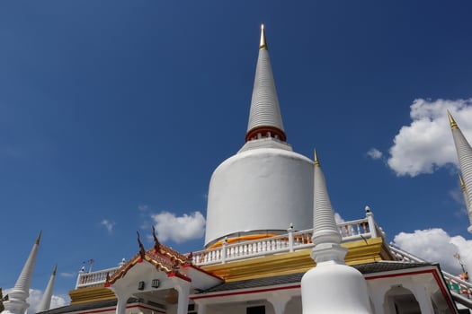 White pagoda containing relics, Wat That Noi, Sichon District, Nakhon Si Thammarat Province, Thailand, Nakhon Si Thammarat, November 2022, Father Than Khlai, a famous temple of Nakhon Si Thammarat. photo