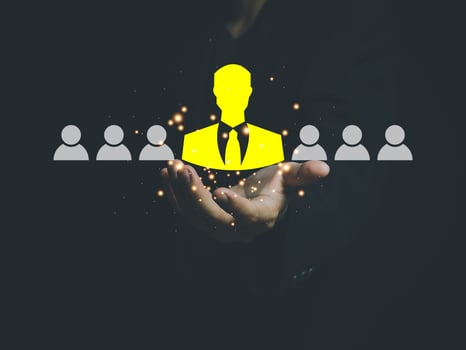 business recruitment human resource management Selection of leaders of a team or organization. Distinction. Leadership. photo