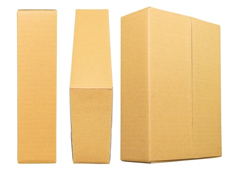 Closed Brown cardboard box isolated on white photo