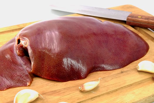 close up raw liver for cooking photo
