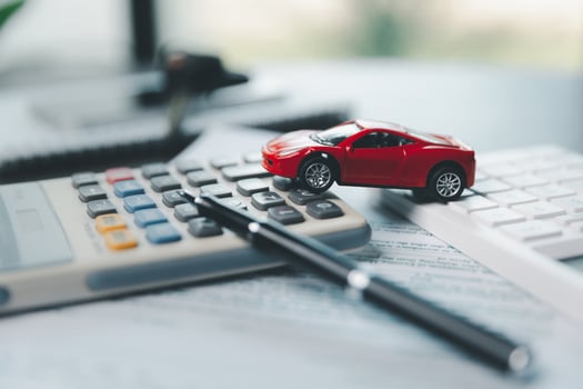 Insurance claim accident car form, Car loan, insurance and leasing time. Planning to manage transportation finance costs. Concept of car insurance business, saving buy with tax and loan for new car. photo