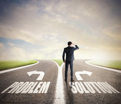 Businessman at a crossroads. He chooses the correct way. Concept of decision in business photo
