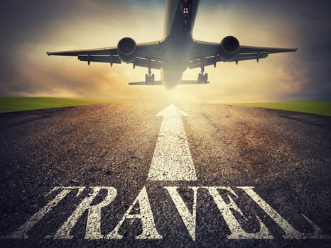 Airplane starts to fly. concept of travel way photo