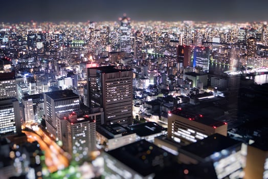 Night skyline of Tokyo city from a skyscraper. photo