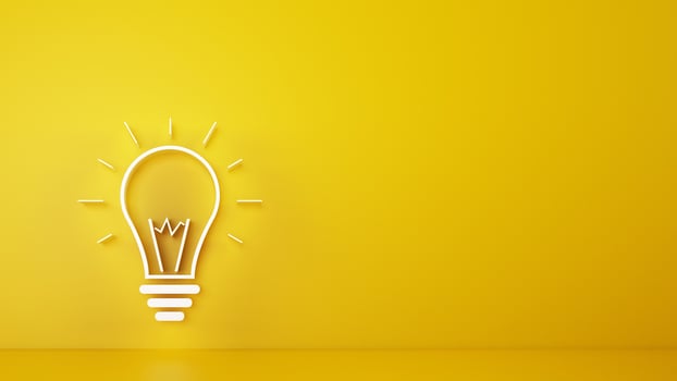 Big bulb light on a yellow background. 3D Rendering photo