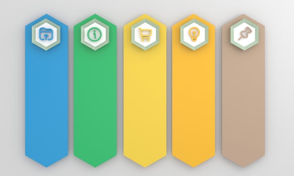 Business Infographic template with 5 options or steps. hexagons with line icons, process chart. photo