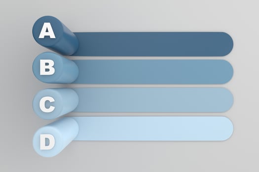 Perspective Infographic Pillars with shadows. Presentation template. 5 step options. Chart concept photo