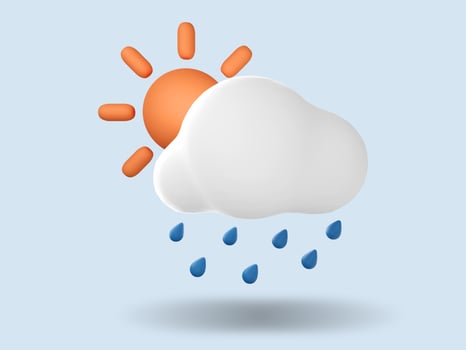 Rainy day 3D Weather icon. 3D render illustration. photo