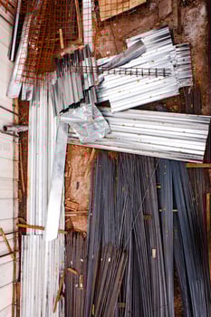 Steel rods or bars used to reinforce concrete photo