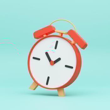 Minimal Red alarm clock on Skyblue background. 3D render illustration photo