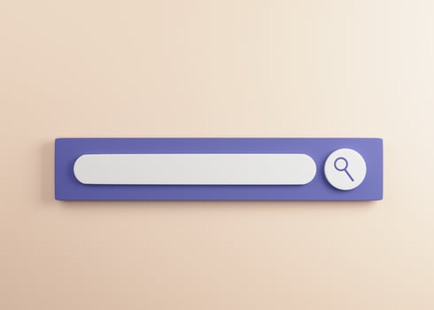 Search bar design element. Navigation and search concept. 3d rendering icon. Cartoon minimal style. photo