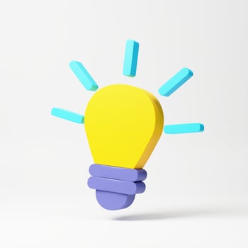 3d rendering cartoon minimal style yellow light bulb icon. Idea, solution, business, strategy concept. photo